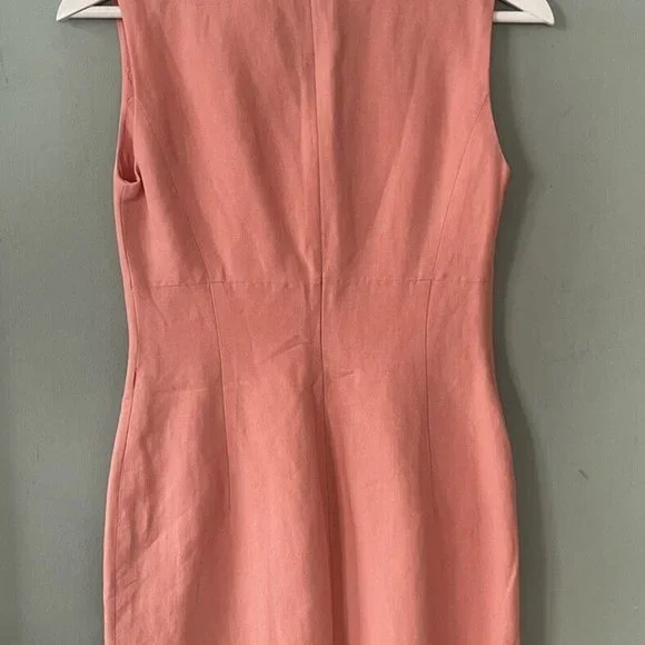 Ann Taylor LOFT Coral Linen Blend Pencil Dress Size 2 XS - Picture 3 of 5